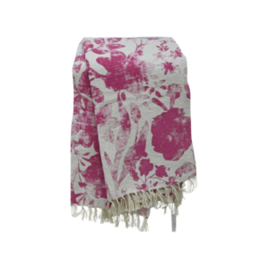 Jacquard Woven Floral Patterned Throw With Fringes