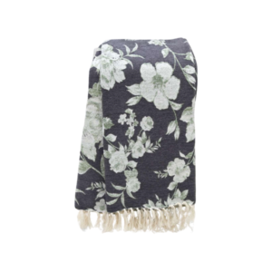 Jacquard Woven Floral Patterned Throw With Fringe