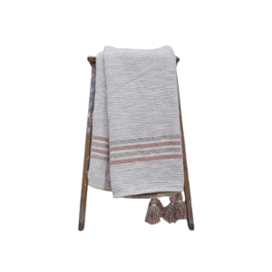 Handloom Woven Textured Throw With Corner Tassles