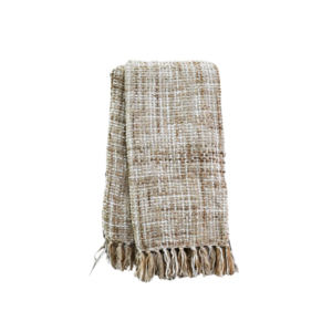 Handloom Woven Textured Fancy Throw With Fringes