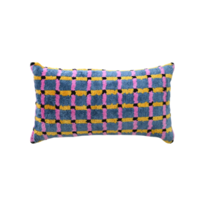 Cut Pile Jacquard Pillow With Checker Board Pattern