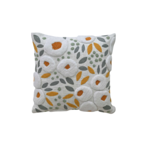Embroidered and Tufted Floral Pillow