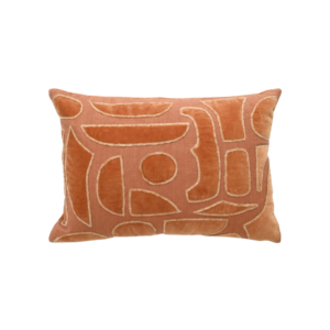 Velvet Applique Cushion With Abstract Tribal Embroidered Pattern