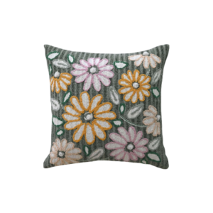 Striped Base Floral Cushion