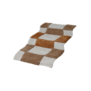 Table Tufted Shaped Bath Mat With Checker Board Pattern