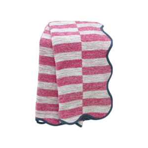 Handloom Woven Mini Checked Scallop Throw With Contrasting Border