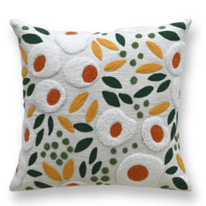 Embroidered and Tufted Floral Pillow Set of 2