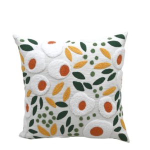 Embroidered and Tufted Floral Pillow