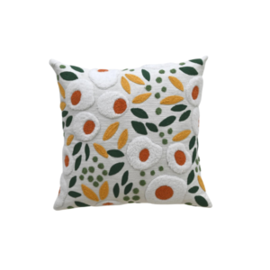 Embroidered and Tufted Floral Pillow