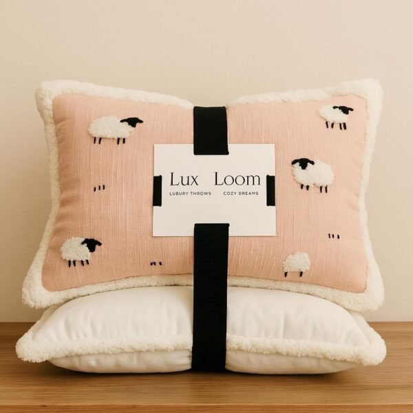 Embroidered Sheep Cushion Set of 2