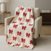 Red-On-White Bow Knit Throw