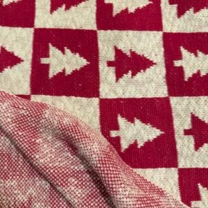 Red & White Check Tree Knit Throw